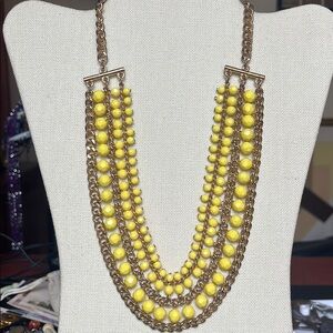 Striking Gold and Yellow Deco Multi-Strand Beaded Necklace